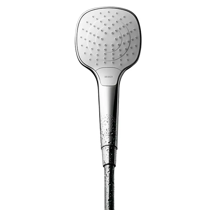 Hansgrohe Handbrause My Select E Vario - Anzahl Funktionen: 3 Stk., 9 l/min bei 3 bar, Weiß/Chrom - Vorderansicht