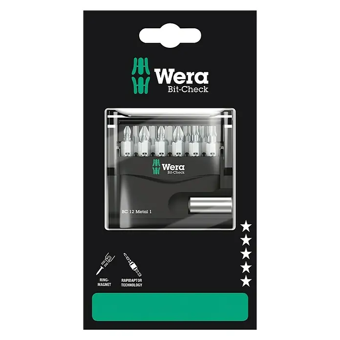 Wera Bit-Set Bit-Check 12 Metal 1 SB - 12 -tlg. - Vorderansicht