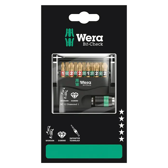 Wera Bit-Set Bit-Check 12 Diamond 1 SB - 12 -tlg. - Vorderansicht