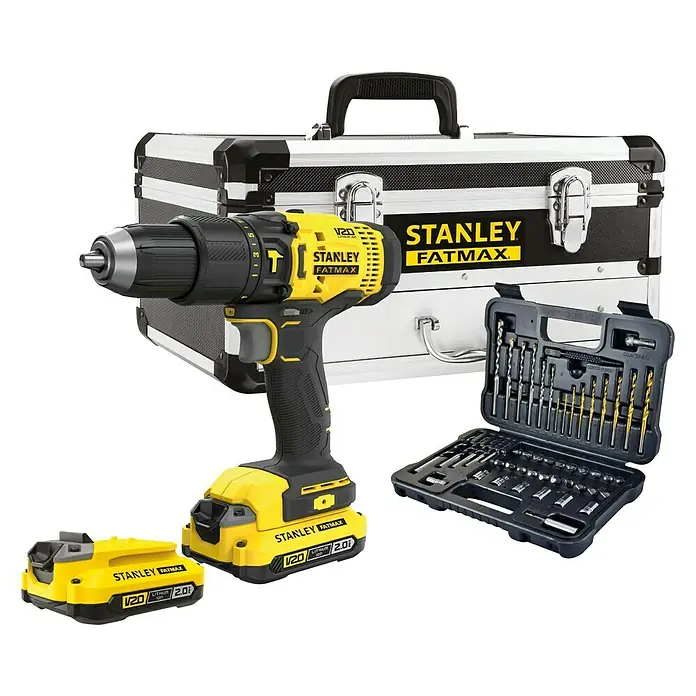 Stanley FatMax Taladro percutor de batería SFMCD711D2F-QW - 18 V, 2 baterías, 2 Ah, 1.500 r.p.m. - Vista de perfil derecho