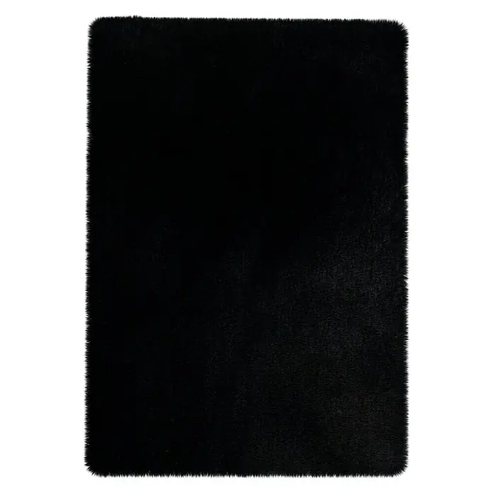 Badteppich Happy - 40 x 60 cm, Schwarz, 100% Polyester - Draufsicht