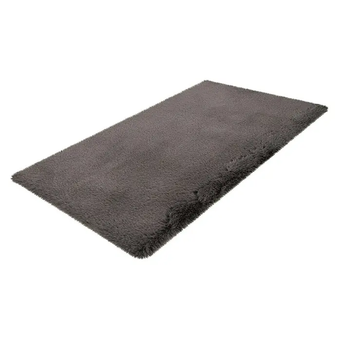Badteppich Happy - 50 x 90 cm, Grau, 100% Polyester - Rechte Seitenansicht