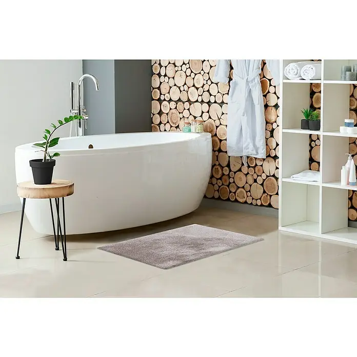 Badteppich Happy - 40 x 60 cm, Silber, 100% Polyester - Stimmungsaufnahme