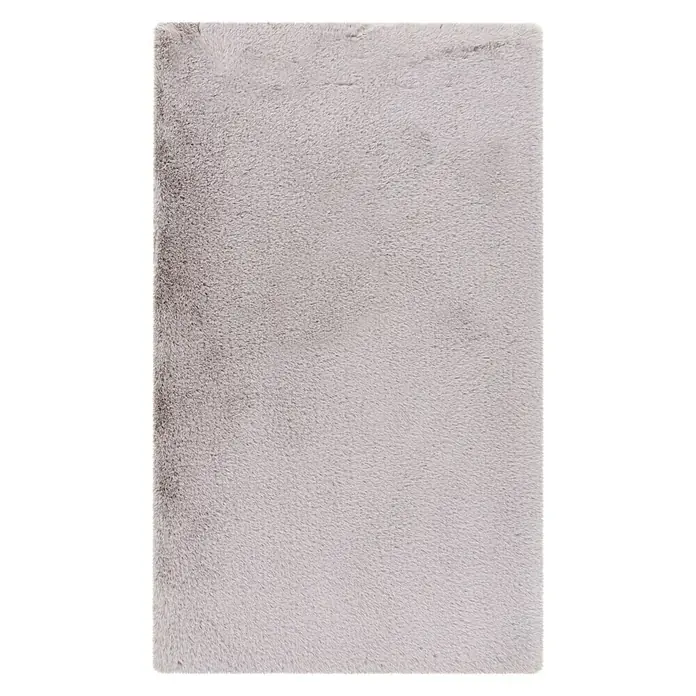 Badteppich Happy - 67 x 110 cm, Silber, 100% Polyester - Draufsicht