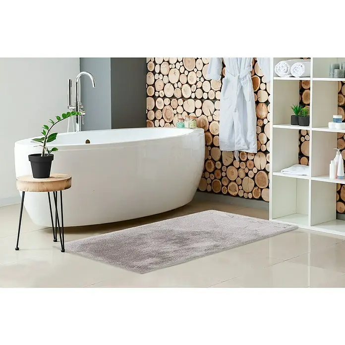 Badteppich Happy - 67 x 110 cm, Silber, 100% Polyester - Stimmungsaufnahme