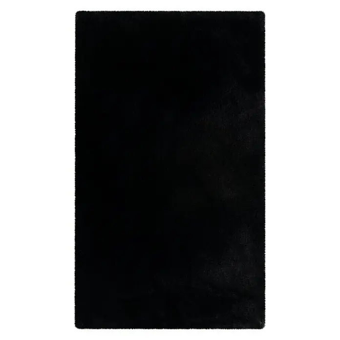 Badteppich Happy - 67 x 110 cm, Schwarz, 100% Polyester - Draufsicht