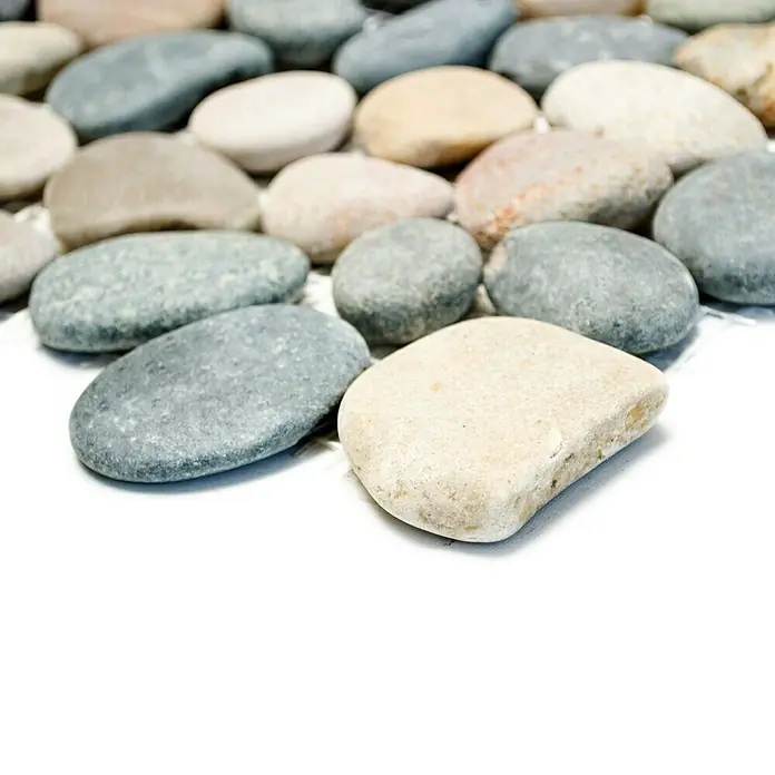 Mosaikfliese Kiesel XKF 004M - 31,5 x 31,5 cm, Grau/Beige, Matt - Detailaufnahme