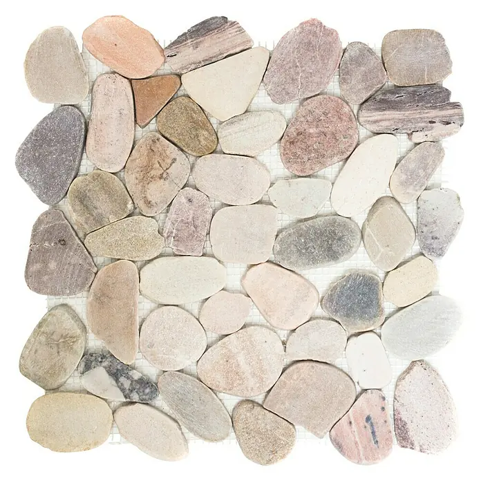 Mosaikfliese Kiesel XKS 404 - 31,5 x 31,5 cm, Beige/Grau, Matt - Ansicht von oben
