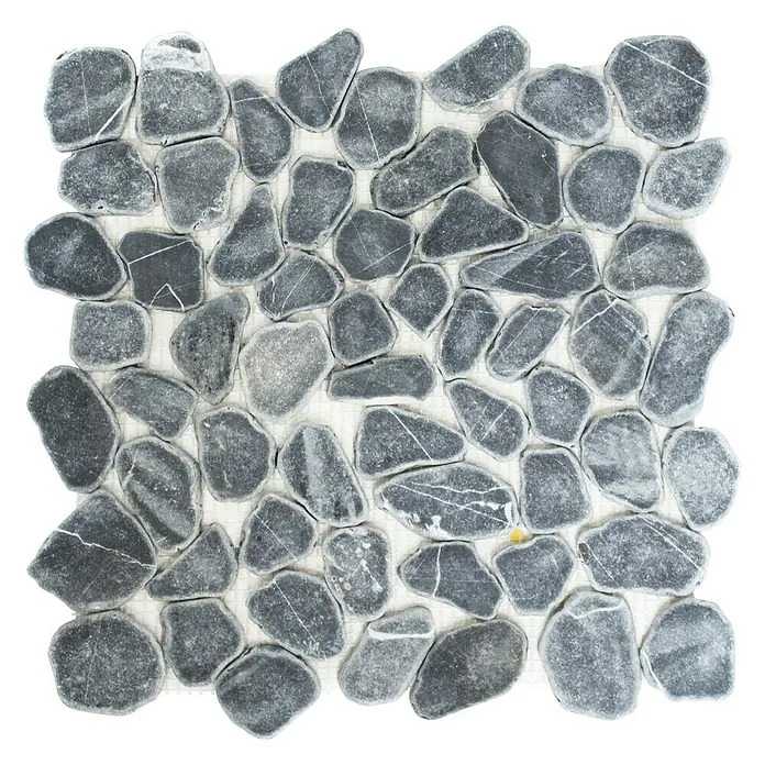 Mosaikfliese Kiesel XKS 402 - 31,5 x 31,5 cm, Schwarz, Matt - Ansicht von oben