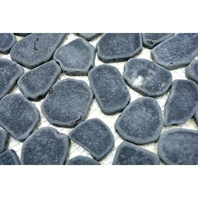 Mosaikfliese Kiesel XKS 402 - 31,5 x 31,5 cm, Schwarz, Matt - Detailaufnahme