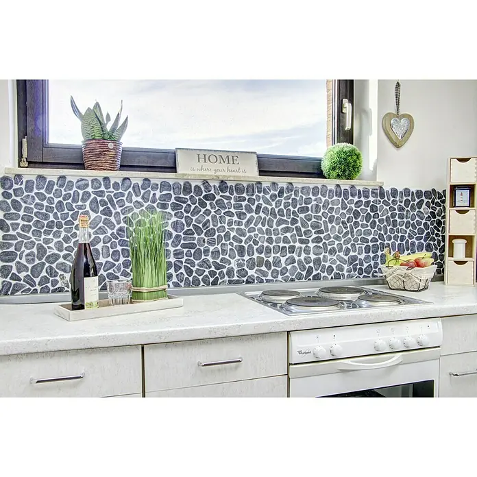 Mosaikfliese Kiesel XKS 402 - 31,5 x 31,5 cm, Schwarz, Matt - Stimmungsaufnahme
