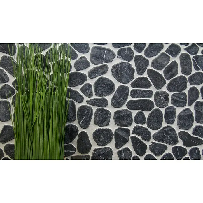 Mosaikfliese Kiesel XKS 402 - 31,5 x 31,5 cm, Schwarz, Matt - Stimmungsaufnahme