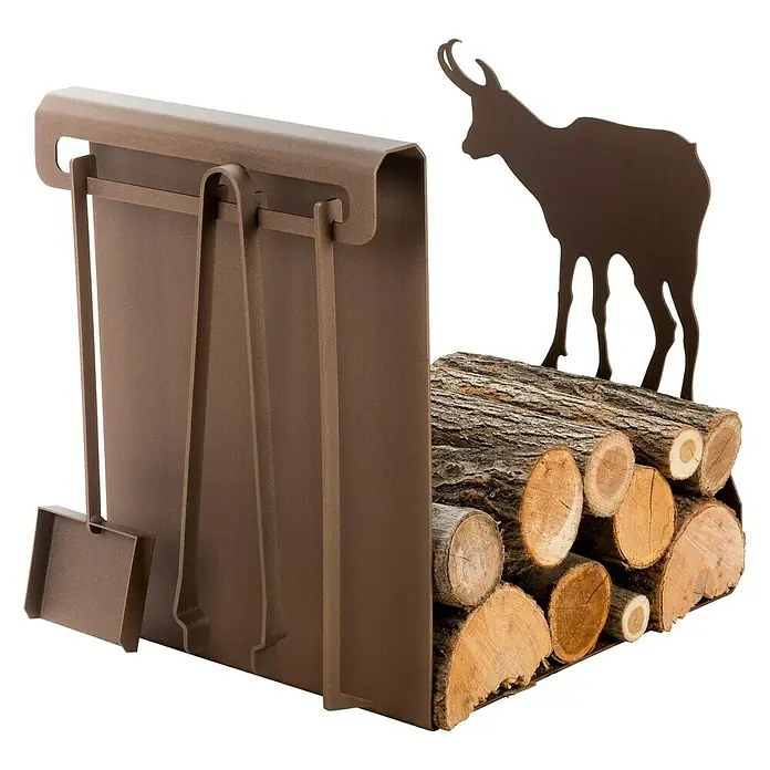 Holzregal Zernez - 47 x 38 x 50,5 cm, Stahl, Braun - Rückansicht