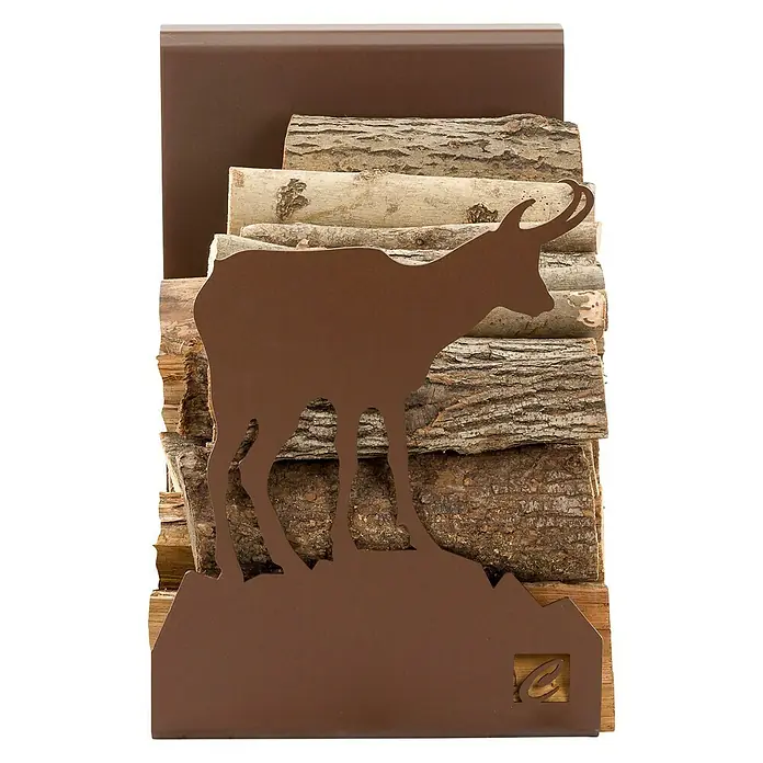 Holzregal Zernez - 47 x 38 x 50,5 cm, Stahl, Braun - Vorderansicht
