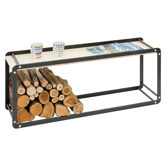 Holzregal Ike - L x B x H: 44,5 x 29,4 x 115 cm, Stahl, Schwarz - Linke Seitenansicht