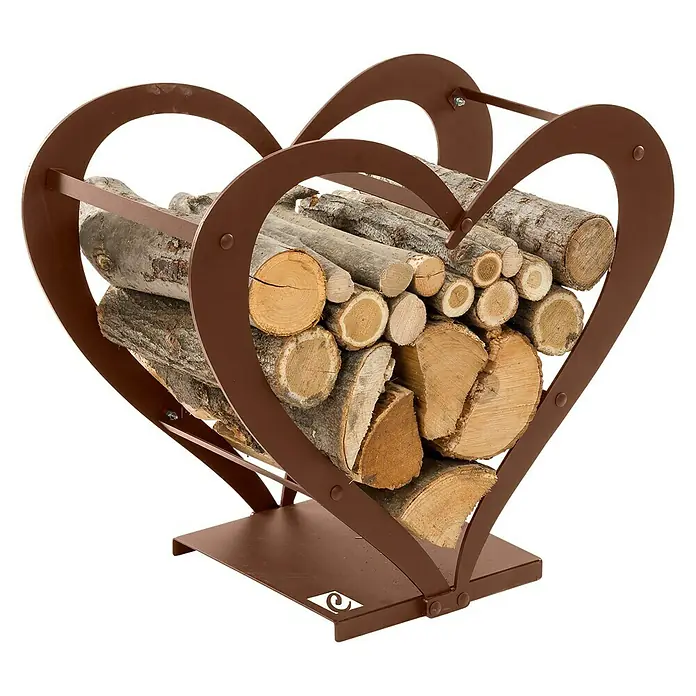 Holzregal Cuore - 65 x 33 x 55 cm, Stahl, Braun - Linke Seitenansicht