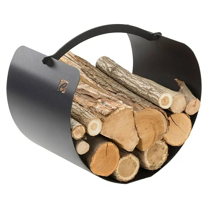 Holzkorb Luna - L x B x H: 40,5 x 29,5 x 38 cm, Stahl, Schwarz - Linke Seitenansicht