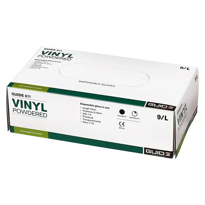 Guide Schutzhandschuhe 611 Vinyl - Konfektionsgröße: 8, 100 Stk. - Rechte Seitenansicht