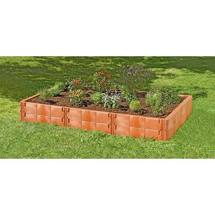 Juwel Hochbeet Profiline Gr. 2 - 190 x 121 x 26 cm, Kunststoff, Terracotta - Rechte Seitenansicht