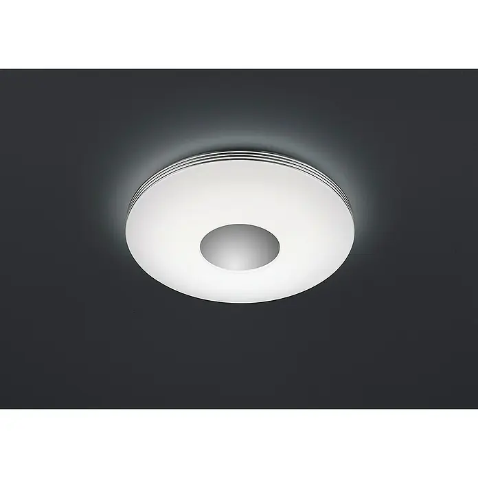 Trio Lighting Plafón LED redondo Castor - 25 W, Ø x Al: 340 mm x 7 cm, Cromo, Blanco cálido - Producto en uso