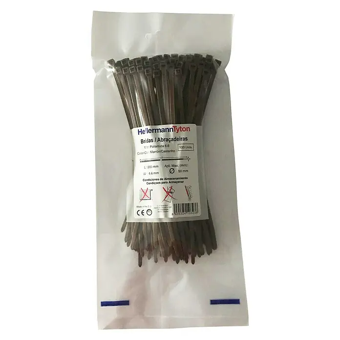 Ibelec Bridas para cables - Marrón, L x An: 200 x 4,6 mm, 100 uds. - Vista frontal