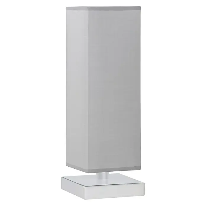 Lámpara de mesa decorativa Touch - 60 W, L x An x Al: 12 x 12 x 35,5 cm, Níquel satinado, Gris, Níquel, Gris, E14 - Vista angular