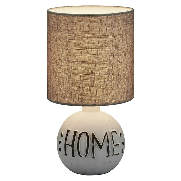Reality Leuchten Lámpara de sobremesa redonda Esna Home - 40 W, Ø x Al: 165 mm x 31 cm, Gris/Marrón, E14 - Vista frontal
