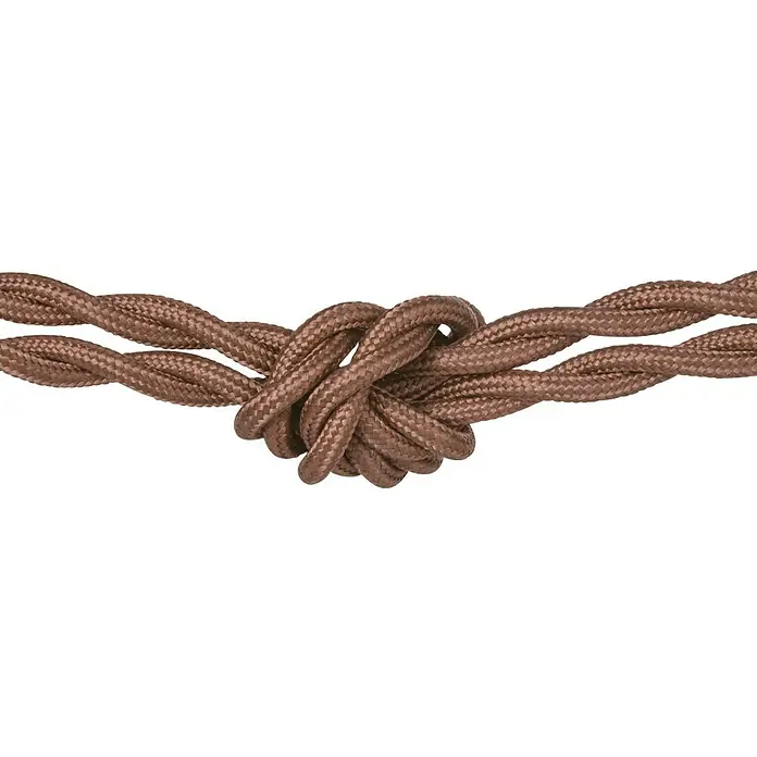 Home Sweet Home Textilkabel Meterware gedreht - Braun, 3-adrig, 0,75 mm² - Vorderansicht