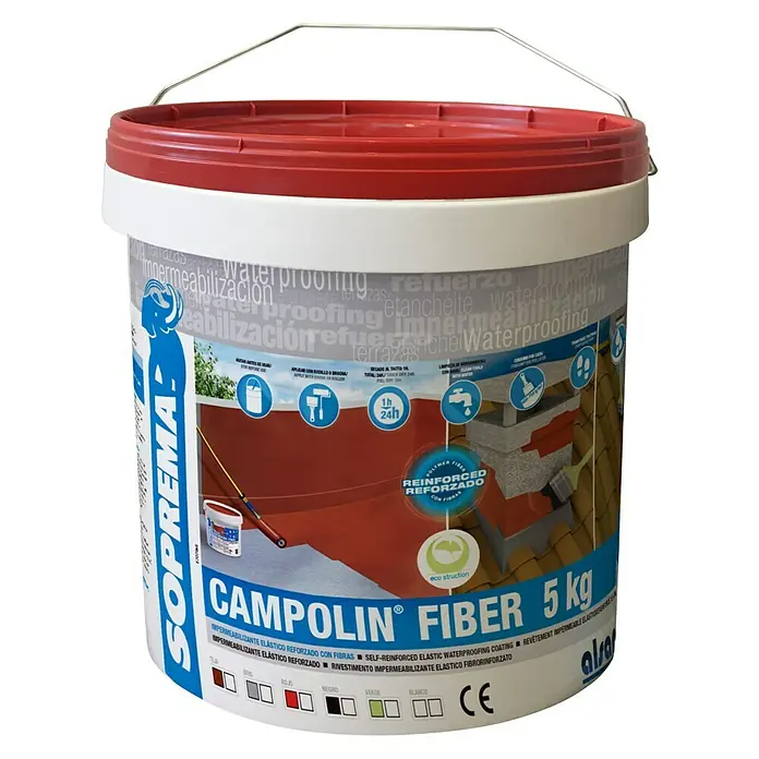 Soprema Impermeabilizante Campolin Fiber - Rojo, 5 kg - Vista frontal