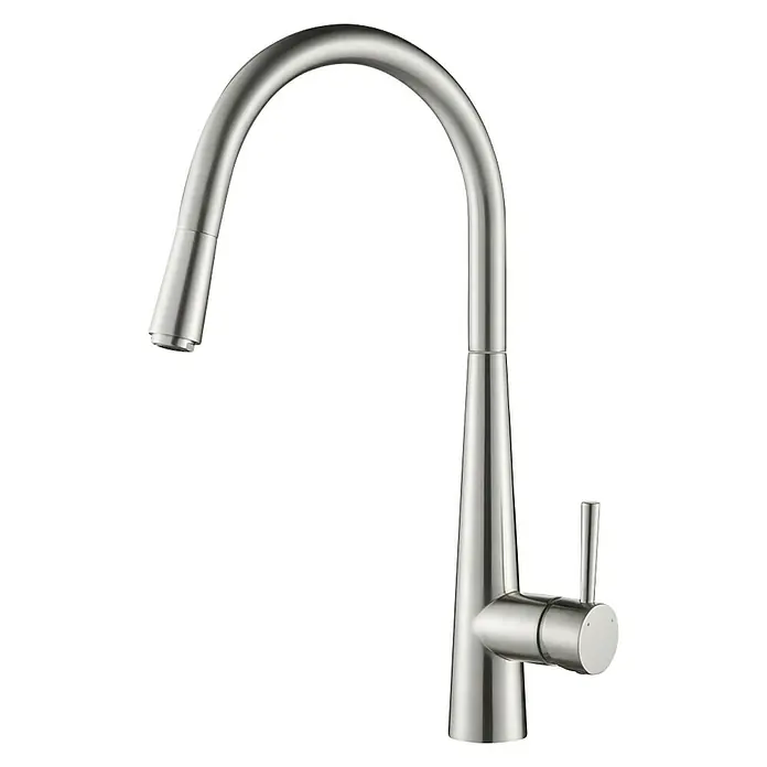 Grifo de cocina Géminis - Acero inoxidable, Cepillado, Grifo extraíble - Vista de perfil izquierdo