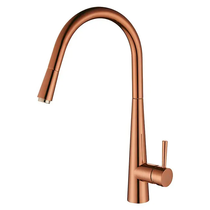 Grifo de cocina Géminis - Rosa, Brillante, Grifo extraíble - Vista de perfil izquierdo