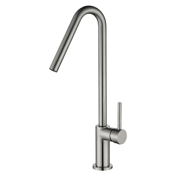 Grifo de cocina Sagitario - Acero inoxidable, Cepillado, Caño giratorio - Vista de perfil izquierdo