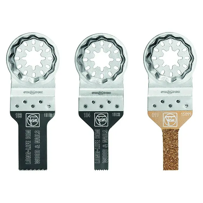 Fein Zubehör-Set Combo Starlock Mini Cut - 3 -tlg., Passend für: Multifunktionswerkzeug mit Starlock-Aufnahme, Multifunktionswerkzeug mit Starlock-Plus-Aufnahme, Multifunktionswerkzeug mit Starlock-Max-Aufnahme - Ansicht von oben