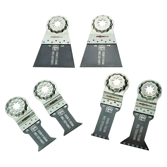 Fein Zubehör-Set Best of E-Cut Starlock Plus Wood & Metal - 6 -tlg., Multifunktionswerkzeug mit Starlock-Max-Aufnahme - Ansicht von oben