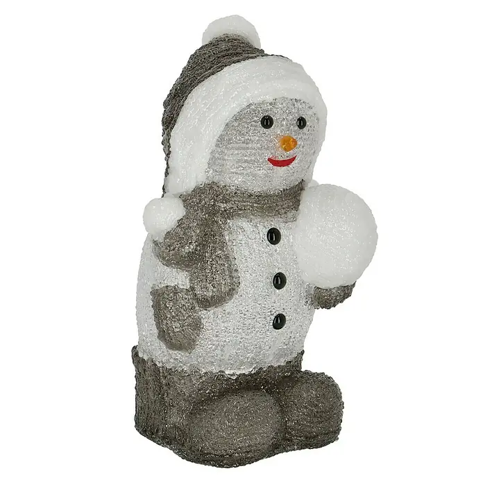 Luz de Navidad LED Muñeco de Nieve - Blanco, Fibra acrílica, L x An x Al: 17 x 16 x 31 cm - Vista angular