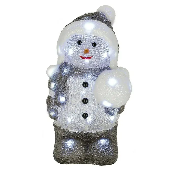 Luz de Navidad LED Muñeco de Nieve - Blanco, Fibra acrílica, L x An x Al: 17 x 16 x 31 cm - Vista frontal