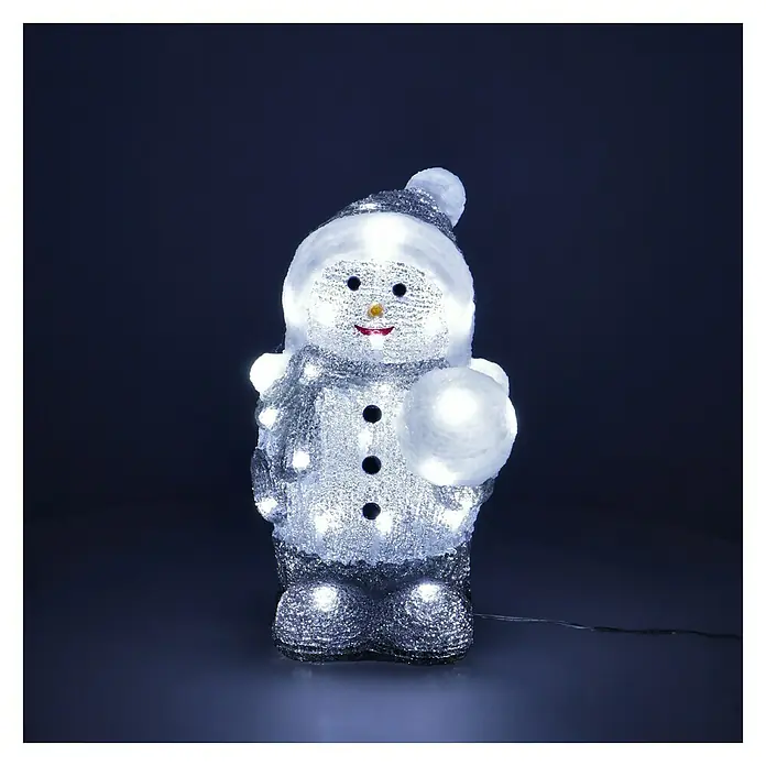 Luz de Navidad LED Muñeco de Nieve - Blanco, Fibra acrílica, L x An x Al: 17 x 16 x 31 cm - Foto ambiente
