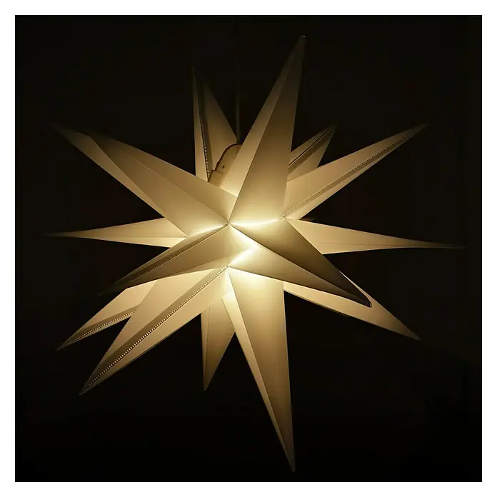 Estrella LED 3D - Blanco, Plástico, 3 W, Funciona con pilas - Foto ambiente