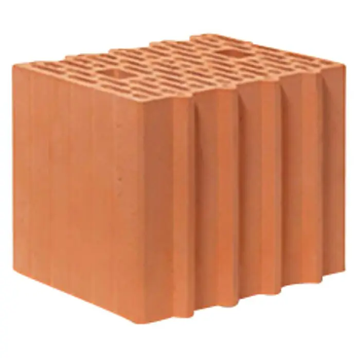 Wienerberger Porotherm Ziegelstein 38 N+F - L x B x H: 23,8 x 38 x 25 cm - Linke Seitenansicht