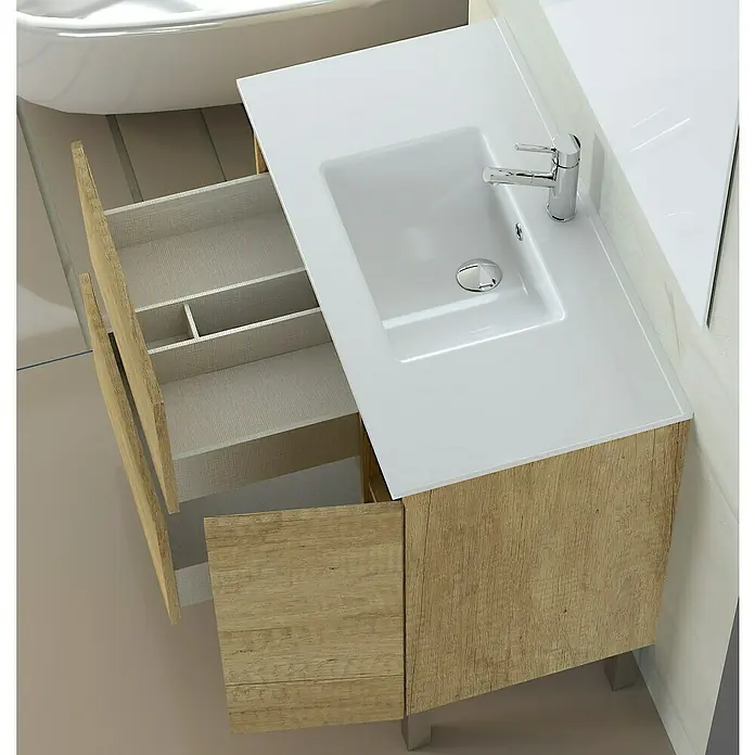 Mueble de lavabo Mahon - L x An x Al: 43 x 80 x 84 cm, Nature, Mate - Foto ambiente