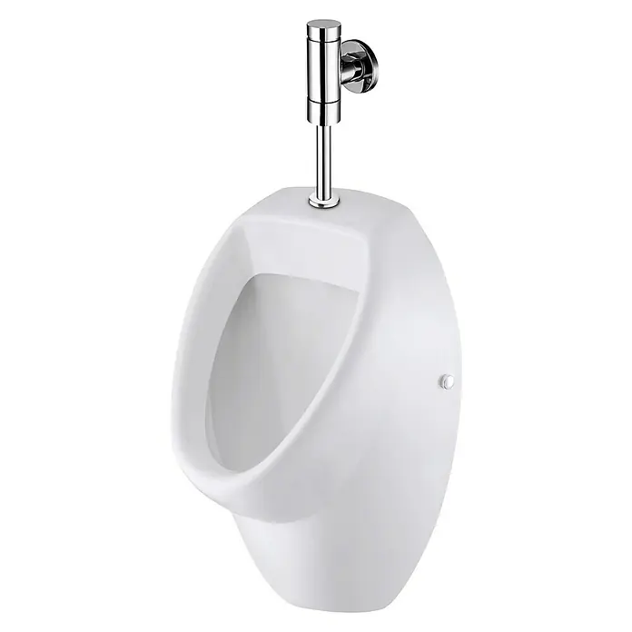 Urinal-Komplettset - Ausstattung: Druckspüler, Weiß - Linke Seitenansicht