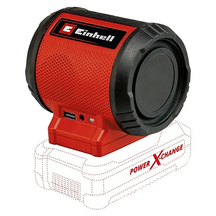 Einhell Power X-Change Bluetooth-Lautsprecher TC-SR 18 Li BT Solo - 10,9 x 9 x 10 cm - Diagonale Ansicht