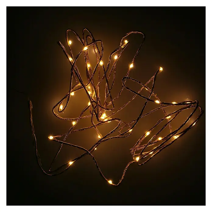 Guirnalda luminosa LED - Para interior, 40 luces, Oro, Blanco cálido - Foto ambiente