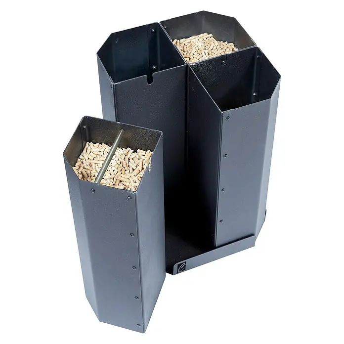 Pellet- & Kohlekorb Paul - L x B x H: 31 x 31 x 45,5 cm, Stahl, Schwarz - Diagonale Ansicht
