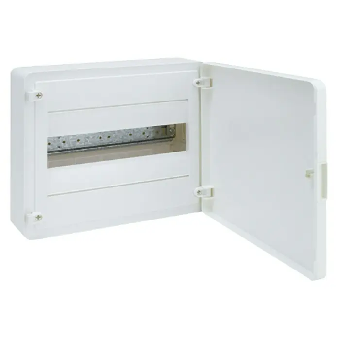 Aufputz-Verteiler Golf - Anzahl Klemmstellen: 12 Stk., L x B x H: 9,85 x 28,15 x 25,15 cm, Weiß - Diagonale Ansicht