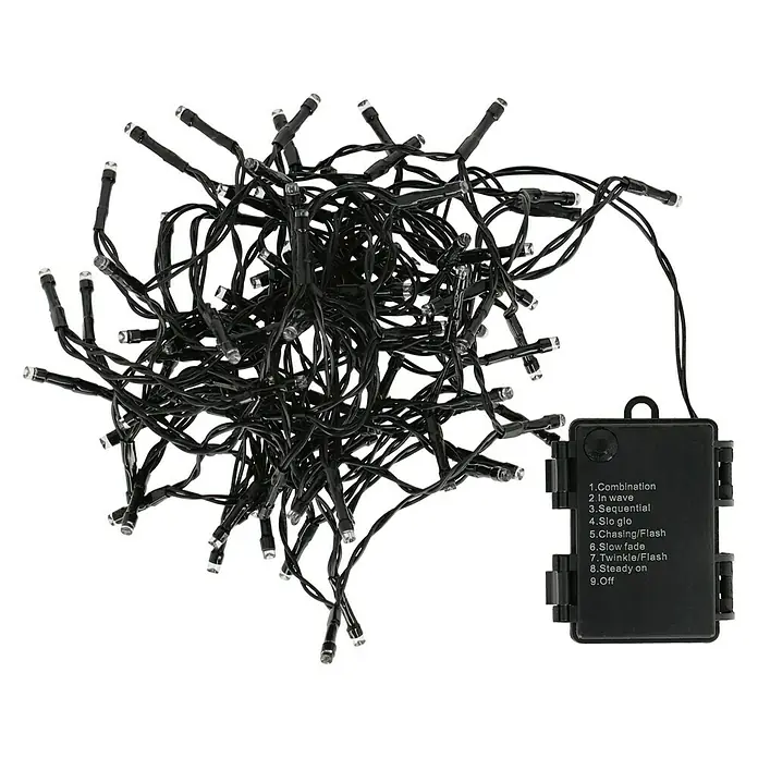 Led-feestverlichting - Buiten, 96 lampen, Kabellengte: 7 m, Lichtkleur: Warm wit - Top-down weergave