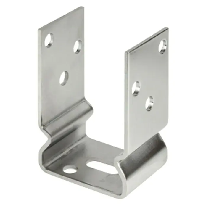 Schwerer Stützenschuh - L x B x H: 71 x 60 x 125 mm, Edelstahl - Diagonale Ansicht