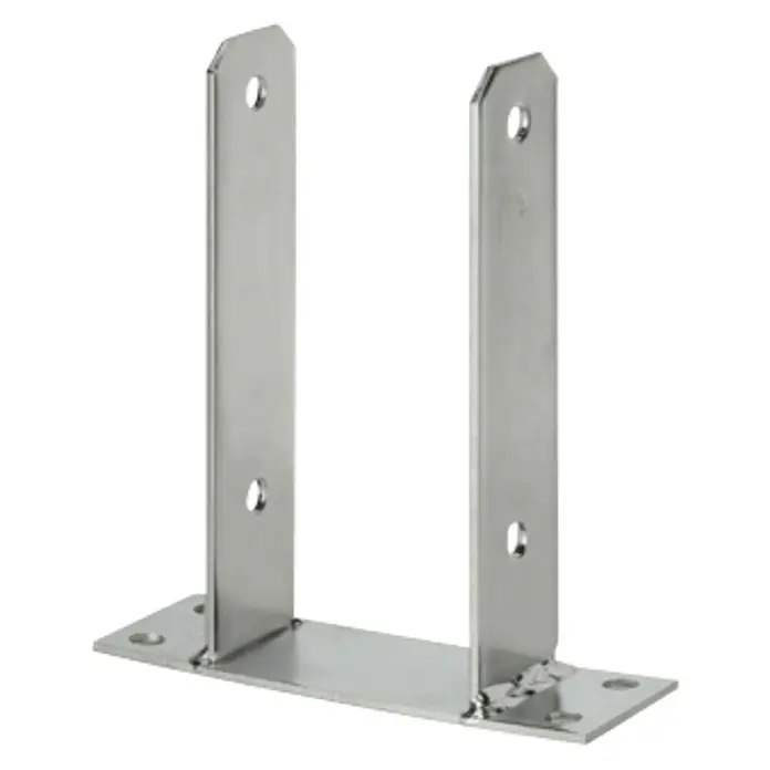 Schwerer Stützenschuh - L x B x H: 91 x 60 x 120 mm, Edelstahl - Diagonale Ansicht