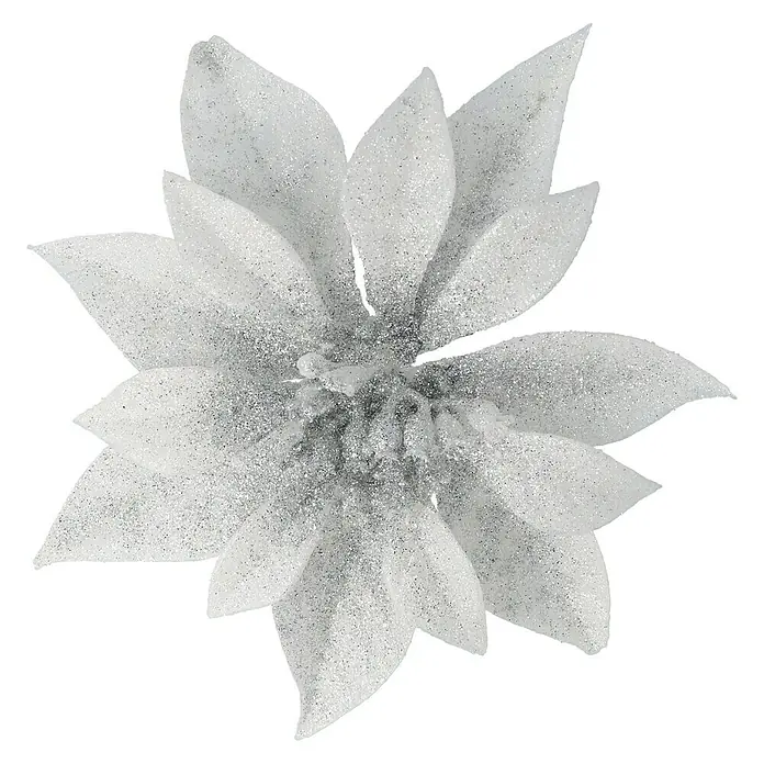 Christbaumschmuck Christrose - Silber, Kunststoff - Vorderansicht