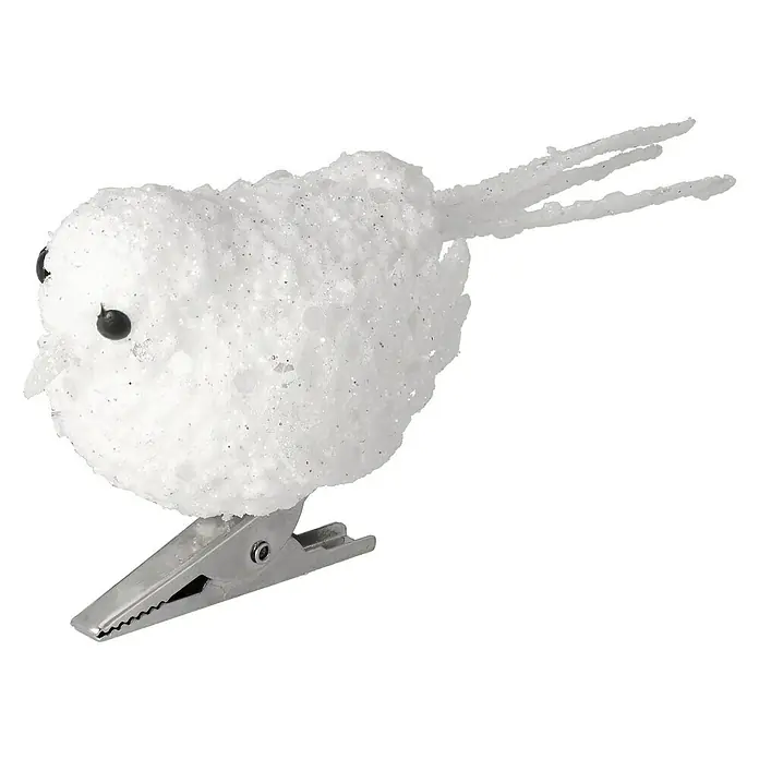 Christbaumschmuck Vogel - Weiß, Kunststoff - Linke Seitenansicht